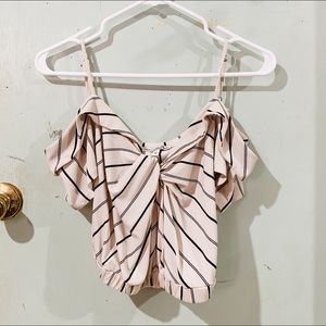 Express Cropped cold shoulder top